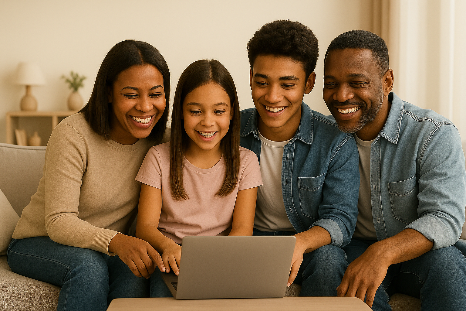 Young family reviewing health insurance