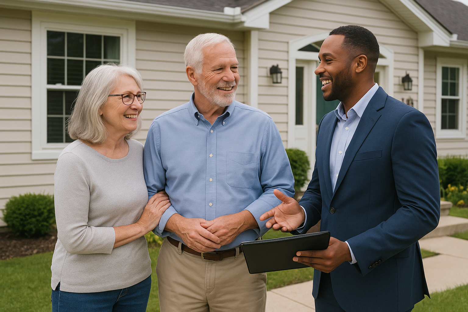 Senior couple reviewing health plans